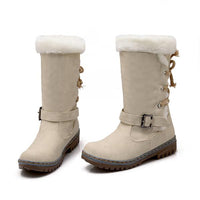 Women's Casual Plush Belt Buckle Mid-Cut Snow Boots 62466792S