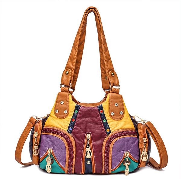 Retro Stitching Fashion Rhinestone Handbag Cross Body Bag 65318348S