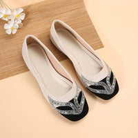 Women's Casual Stitched Rhinestone Flat Shoes 80766816S
