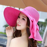 Large Edge Straw Foldable Sunscreen Beach Hat 55860337C