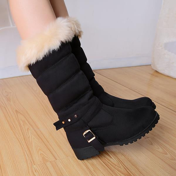 Women's Casual Belt Buckle Mid-calf Snow Boots Cotton Boots 34323139S