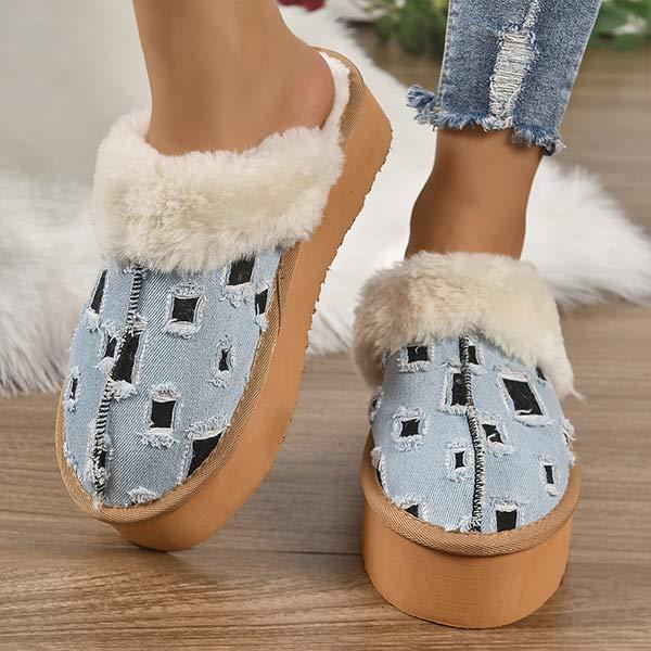 Women's Thick-Soled Plush Home Lightweight Cotton Slippers 94078632C