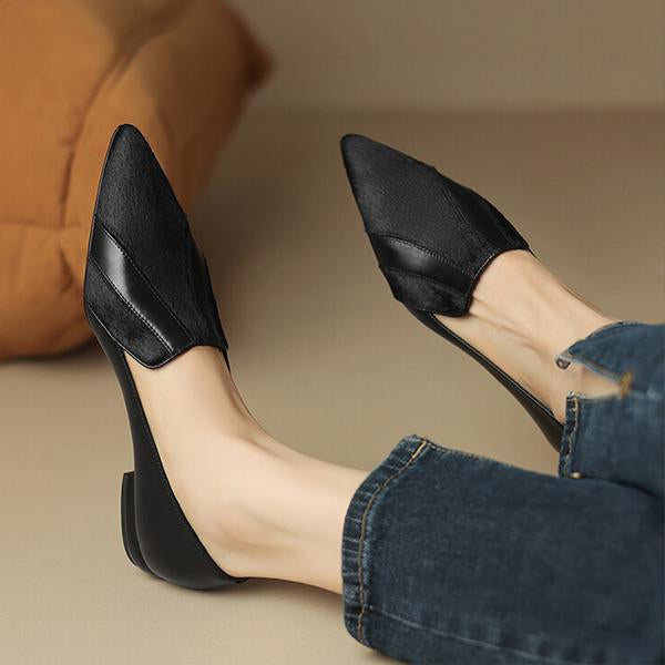 Women's Retro Pointed Toe Deep Mouth Flat Low Heels 91800058S