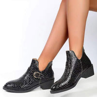 Women's Pointed-Toe Short Boots with Belt Buckle 46134054C