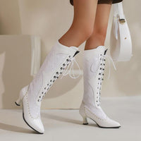 Women's Lace Color Block Cross Lace Up Boots 40498850S