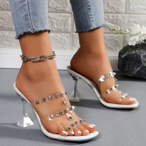 Women's Transparent Stiletto High Heel Sandals 19273340C