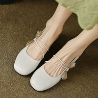 Women's Retro Bow Block Heel Mary Jane Shoes 95292240S