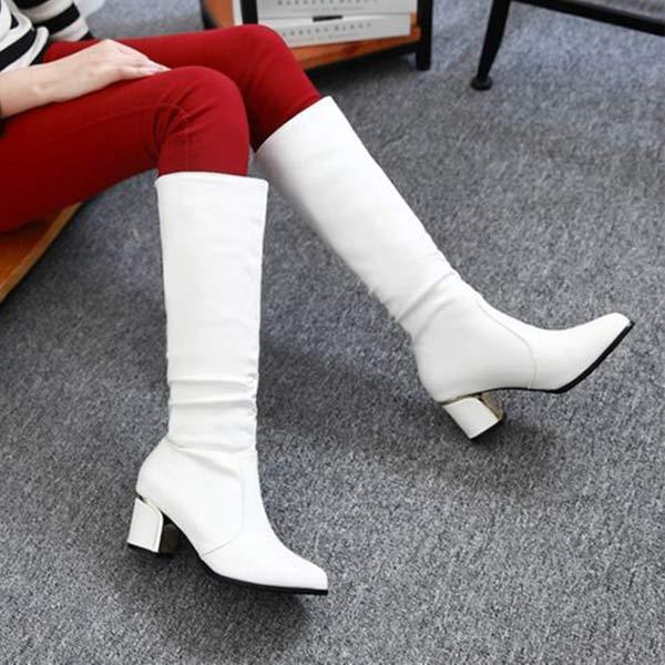 Women's Chunky Heel High Knee-High Riding Boots 45877304C