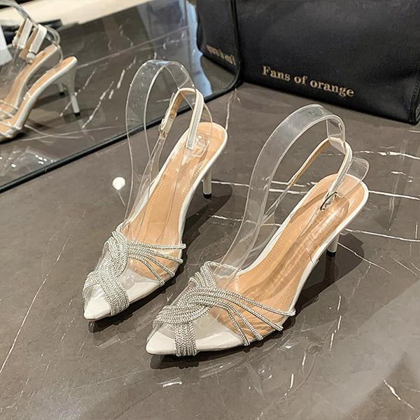 Women's Transparent Rhinestone High Heel Sandals 66506443S