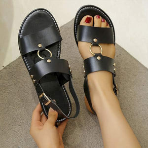 Woman's One-Band Buckle Strap Flat Sandals 29866167C