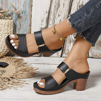 Women's Chunky Heel High Heel Hollow-Out Sandals 79455178C