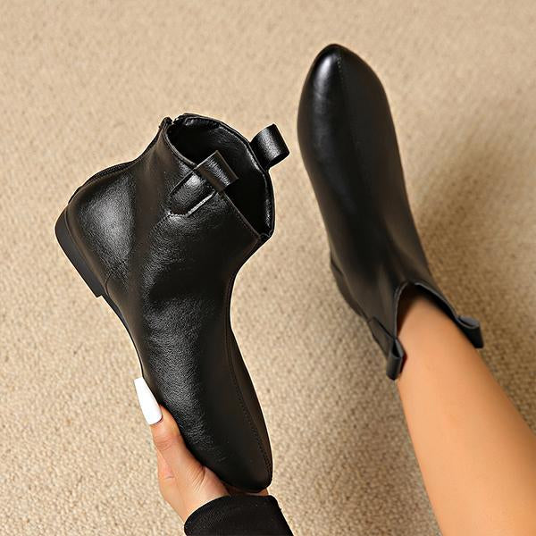 Women's Retro Pointed Toe Flat Short Boots 05502143S