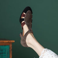 Women's Casual Suede Chunky Heel Roman Sandals 01702631S