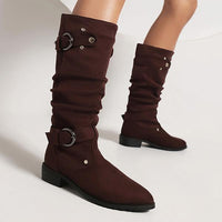 Women's Casual Buckle Suede Mid Boots 84958602S