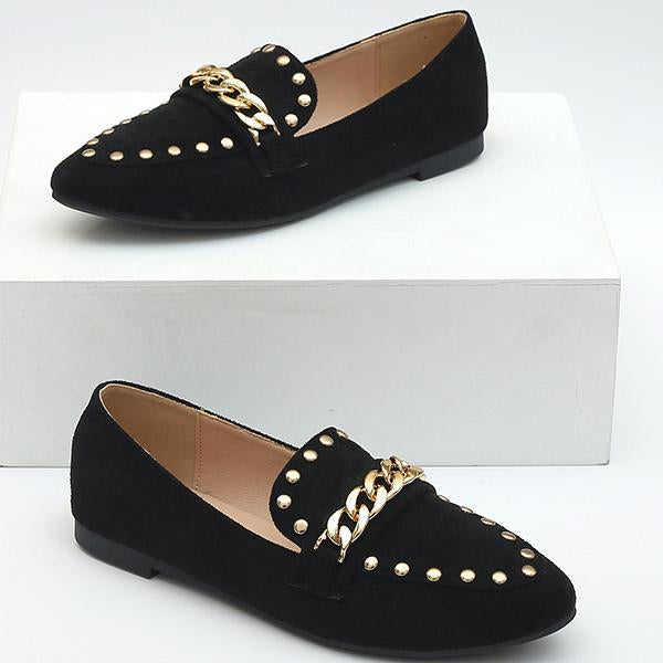 Women's Fashion Stud Chain Decorated Flat Shoes 92678520S