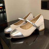 Women's Vintage Round Toe Chunky Heel Mary Jane Shoes 49486887C