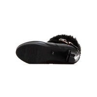 Women's Stylish Rhinestone Belt Buckle Chunk Heel Ankle Boots 26104014S