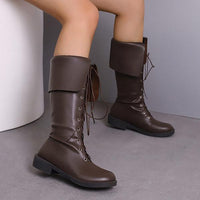 Women's Stylish Cuffed Front Lace Up Tall Boots 63748336S