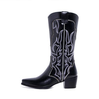 Women's Fashion Pointed Toe Embroidered Mid-calf Boots 84451410S