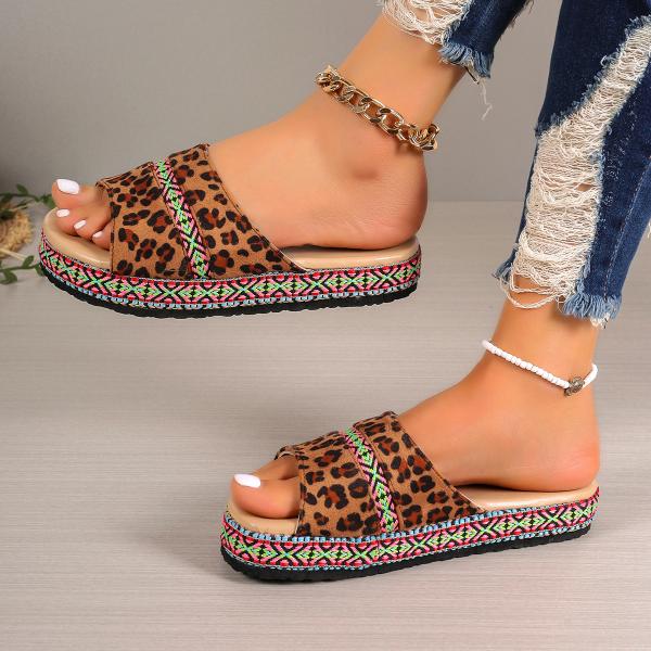 Women's Ethnic Style Leopard Print Thick-Soled Slippers 24268747S