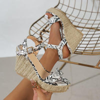 Women's Casual Snake Print Rope Wedge Sandals 00958725S