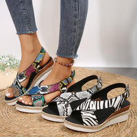Women's Casual Snake Zebra Print Wedge Sandals 86379364S