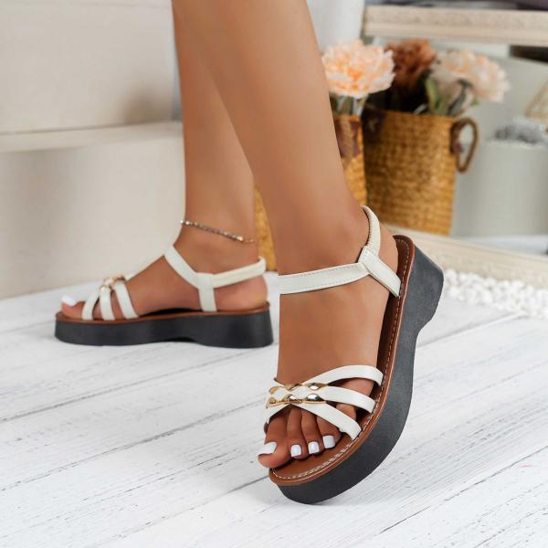Women's Casual Thick Sole Elastic Strap Beach Sandals 50800173S