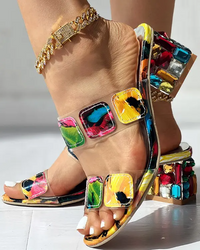 Women'S Colorful Mid-Heel Sandals 94913319C