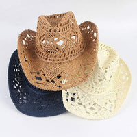Vintage Cutout Western Cowboy Straw Hat 32088697C