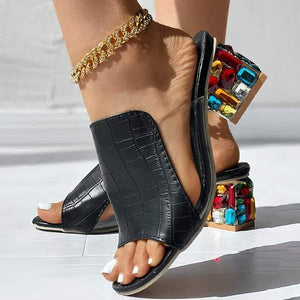 Women'S Chunky Heel Candy Color Medium Heel Sandals & Slippers 75630023C