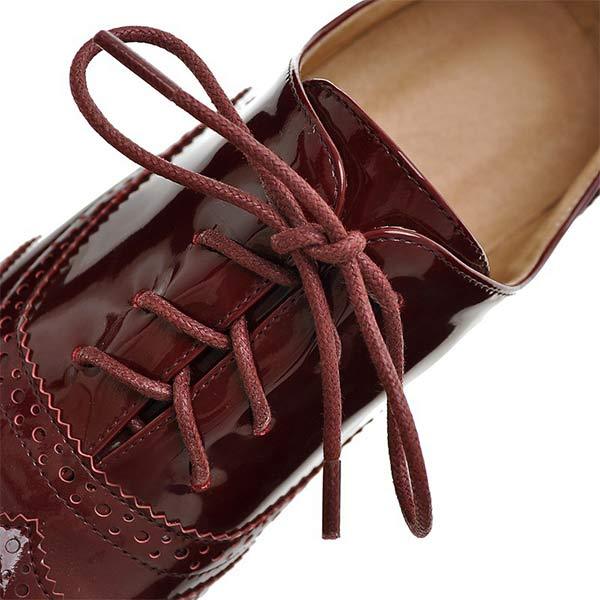 Women'S Retro Oxford Shoes Square Root Lace Up Pumps 61836783C
