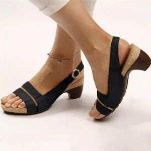 Women'S Fish Mouth Buckle Chunky Heel Sandals 15226961C