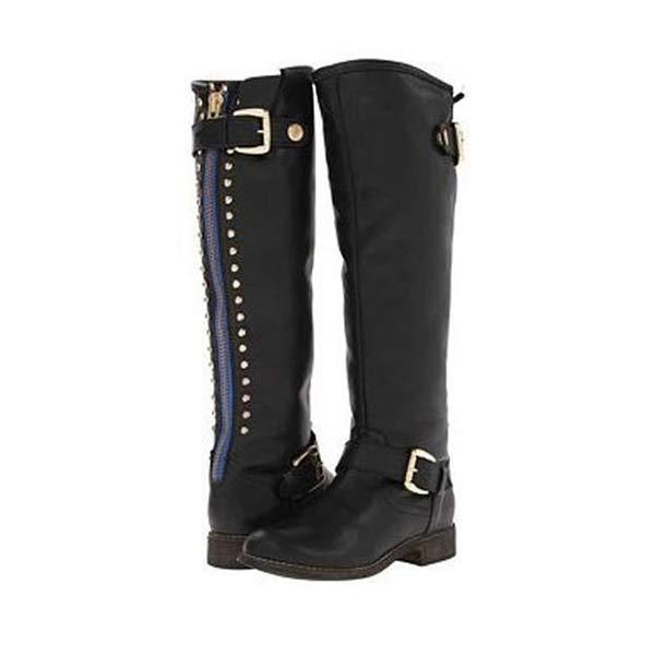 Women'S Solid Flat Stud Tall Boots 28574375C