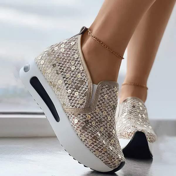 Women'S Fashion Breathable Mesh Thick Sole Increased Sequins Casual Shoes 93832465C