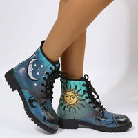 Women's Fashion Utility Print High Top Leather Boots 03786333C