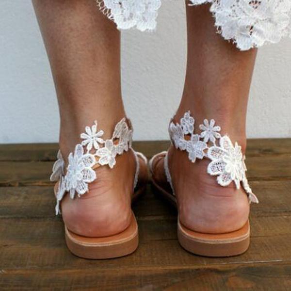 Women'S Open-Toed Floral Flat Sandals 06599673C