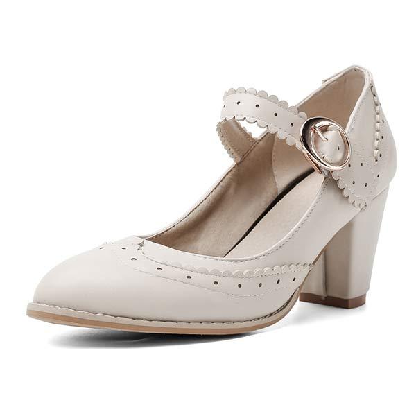 Women'S Chunky Buckle High Heels Mary Jane Shoes 23663111C
