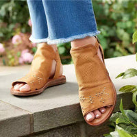 Women'S Open Toe Vintage Flat Sandals 48715538C