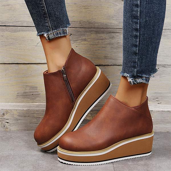 Women'S Wedge Side Zip Ankle Boots 48277390