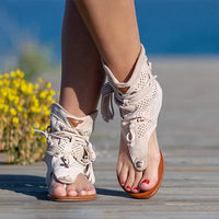 Women'S Retro Flat Tassel Hollow Flip Sandals 16432032C