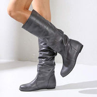Women'S Autumn And Winter High-Top Flat Pleated Boots 60731263