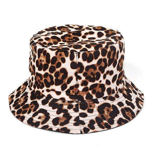 Suede Leopard-Print Bucket Hat 31882522C