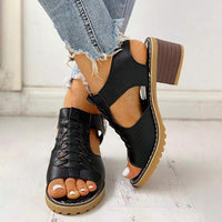 Women'S Side Zipper Casual Chunky Heel Sandals 30482707C