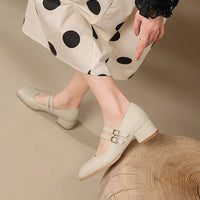 Women'S Retro Buckle Chunky Heel Mary Jane Shoes 74842450C