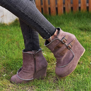 Women'S Wedge Platform Side Zip Ankle Boots 93176301