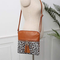 Women'S Contrast Leopard Fringe Bag 57174999C