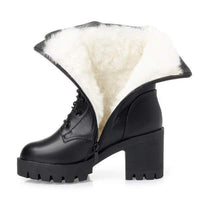 Women'S Chunky Heel Padded Lamb Wool Cotton Boots 89193616C
