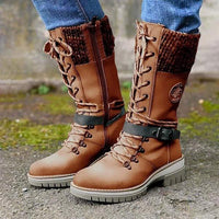 Women'S Chunky Heel Wool Stitching Martin Boots 32440754C