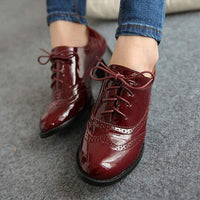 Women'S Retro Oxford Shoes Square Root Lace Up Pumps 61836783C