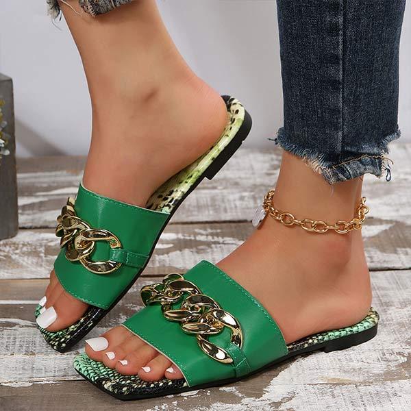 Women'S Flat Chain Slip-On Sandals 64363217C